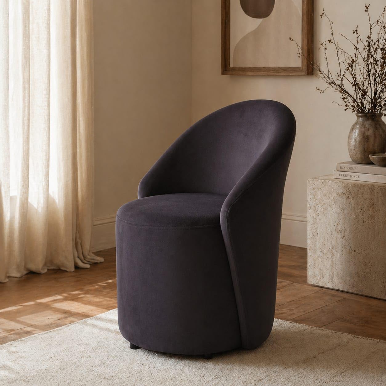 Jaico Modern Accent Chair - Stylish Upholstered Swivel Chair for Living Room or Bedroom (Black)