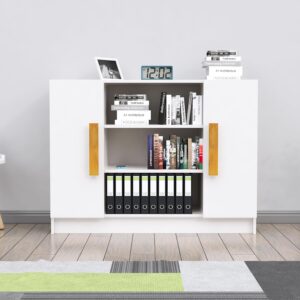Jaico Modern Accent Chair (Black) +Wooden Sideboard for Living Room with 3 Shelf