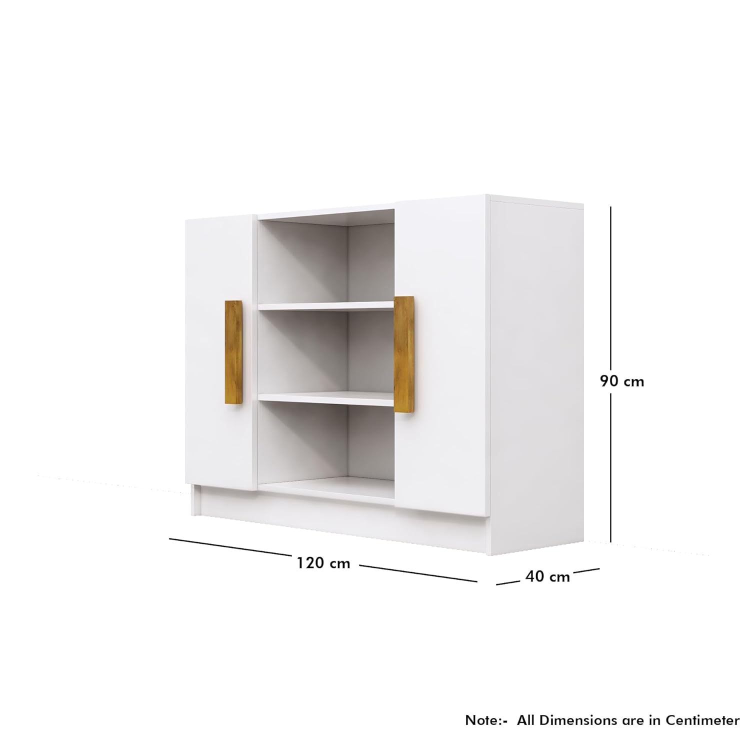 Bniture Storage Cabinet Wooden Sideboard for Living Room with 3 Shelf and 2 Door | Multipurpose Book Shelf Storage Organizer Cabinet for Office Home Hallway Drawing Room Bedroom | Frosty White